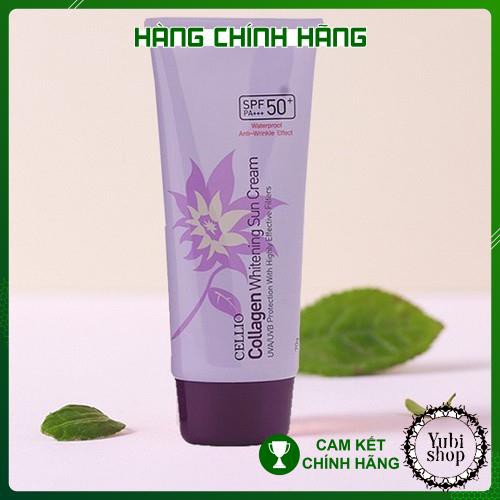 Kem Chống Nắng Cellio Tím - Kem Chống Nắng Cellio Collagen Whitening Sun Cream 70g Chính Hãng Hàn Quốc - New