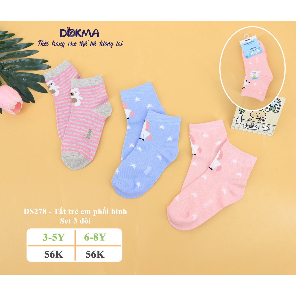 Set 3 đôi tất trẻ em Dokma thu đông cho bé (0-8T)