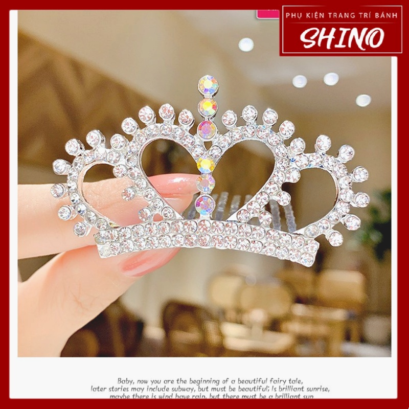 Cài Tóc Công Chúa Cho Bé Gái Tiệc Sinh Nhật Happy Birthday Bằng Kim Loại Đính Đá