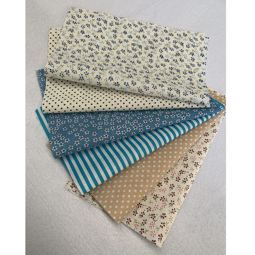 Bộ 6 Tấm Vải Cotton In Hoa Dùng May Đồ Thủ Công