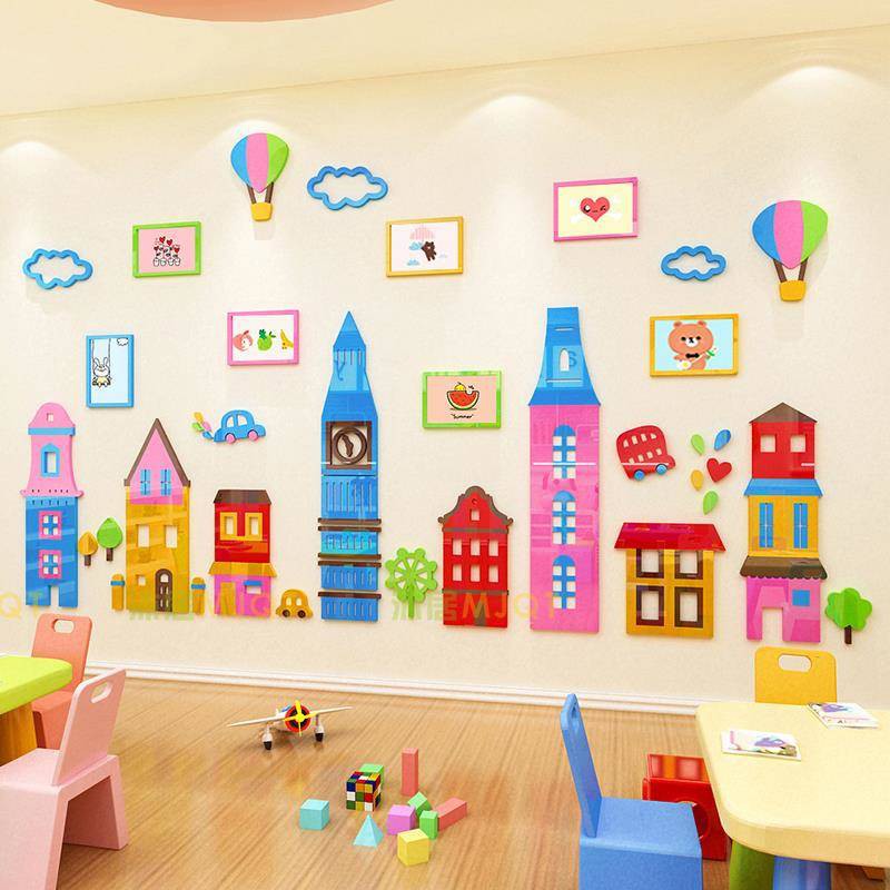 Trang trí phòng trẻ em 3D dán tường stereo acrylic hoạt hình phòng khách phòng ngủ dán mẫu giáo treo tường