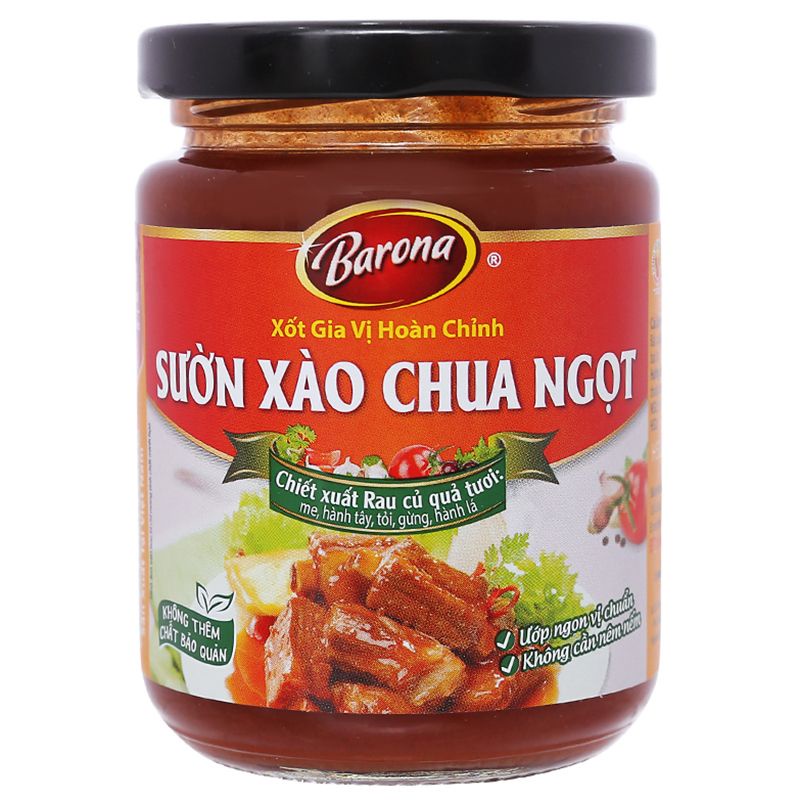 Xốt Gia Vị Hoàn Chỉnh Barona Sườn Xào Chua Ngọt Hũ 260G