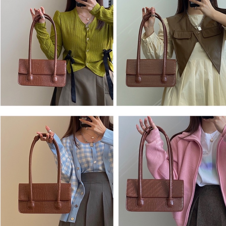 Túi Đeo Vai Dáng Vuông Nhỏ Giả Da Cá Sấu Thời Trang Cao Cấp Cho Nữ 2021