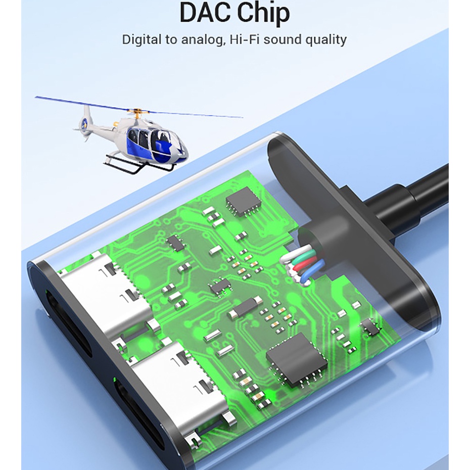 VENTION Đầu Chuyển Đổi Lỗ Cắm USB C Sang Cổng Type C 2 Trong 1 Cho iPad Pro 2018 Huawei P30/P20 Pro PD18W
