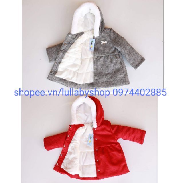 Áo khoác bé gái VN xuất khẩu 6tháng đến 18 tháng màu đỏ và ghi xám