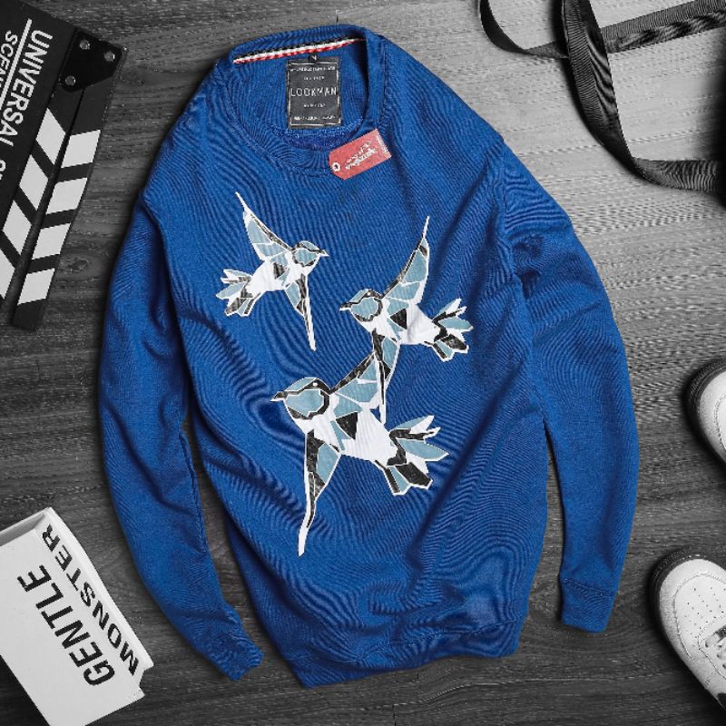 Áo thun nam vải da cá cotton Sweater tay dài chim én