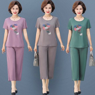 Set đồ bộ ngắn tay phong cách mùa hè 2020 thanh lịch cho phụ nữ trung niên từ 40-50 tuổi