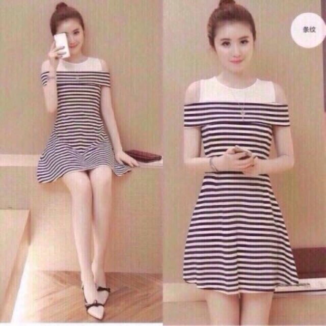 đầm dáng suông hở vai