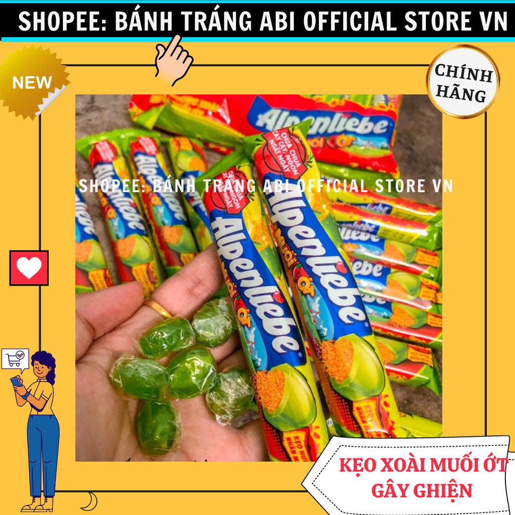 KẸO XOÀI CHẤM MUỐI ỚT/TRÀ SỮA/CARAMEL/CHOCOMINT Alpenliepe CHUA NGỌT GÂY NGHIỆN 26g