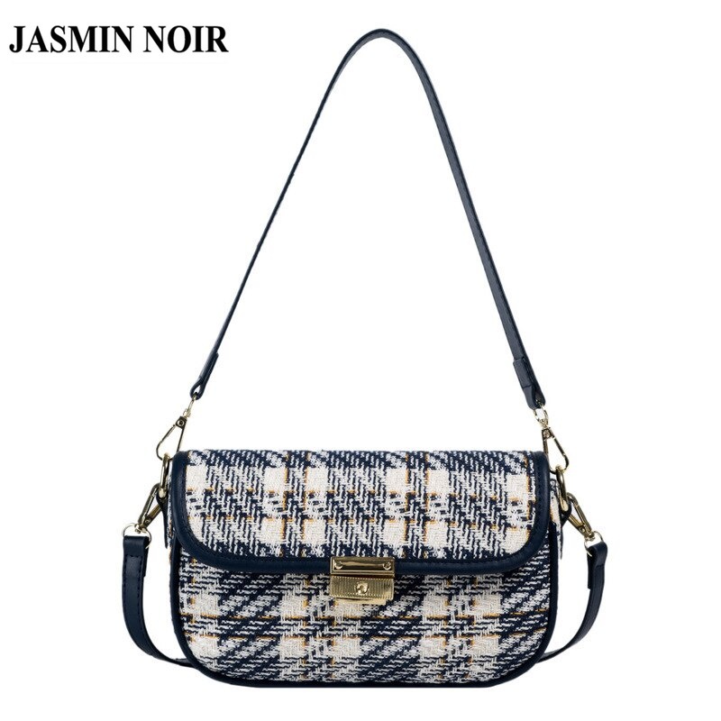 Túi đeo vai nữ JASMIN NOIR bằng len thời trang đơn giản Hình vuông nhỏ