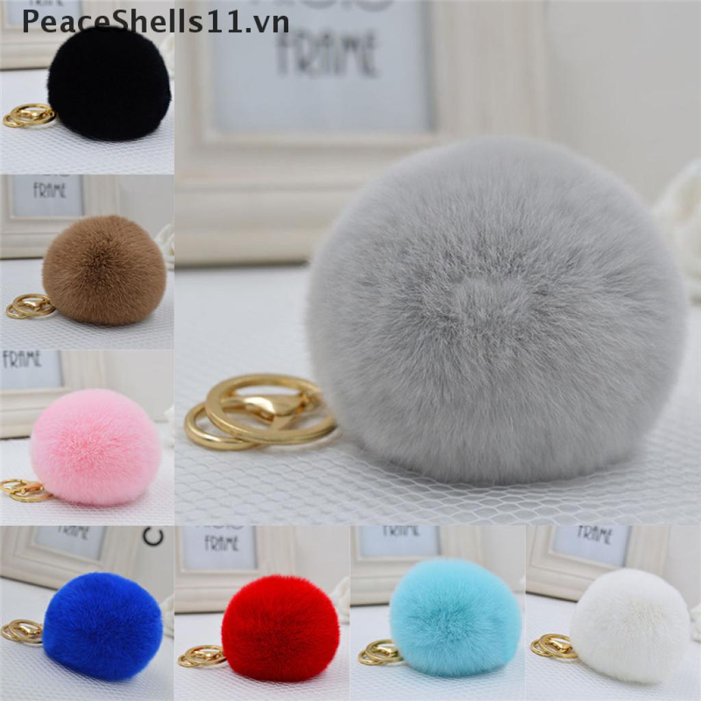 [PeaceShells11] Móc Khóa Điện Thoại Gắn Bóng Lông Thỏ Dễ Thương