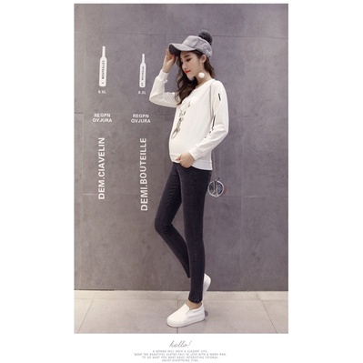 Quần bầu jean cạp chéo (jean thật) có chun chỉnh bụng co dãn thoải mái