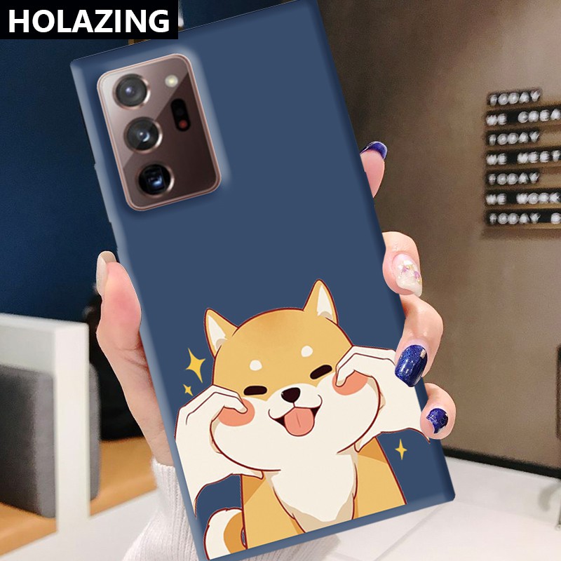 Samsung Galaxy S21 Ultra S8 Plus S10E S10 5G Note 20 10 Plus 9 8 Candy Color Phone Cases Cute Shiba Inu Soft Silicone Cover