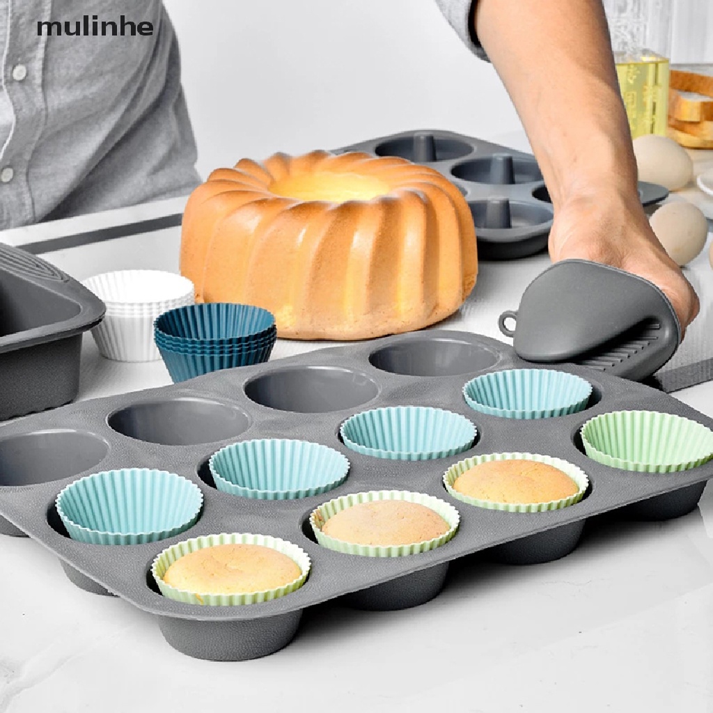 Set 12 Khuôn Silicon Làm Bánh Muffin Tái Sử Dụng Tiện Lợi vn