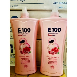 Sữa tắm dưỡng trắng da e100 hoa hồng 1200ml