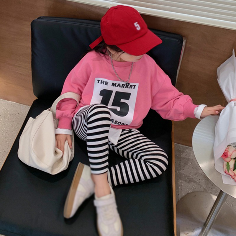 Quần Legging Thể Thao Lưng Thun Co Giãn Phong Cách Hàn Quốc Thời Trang Xuân Thu Cho Bé Gái