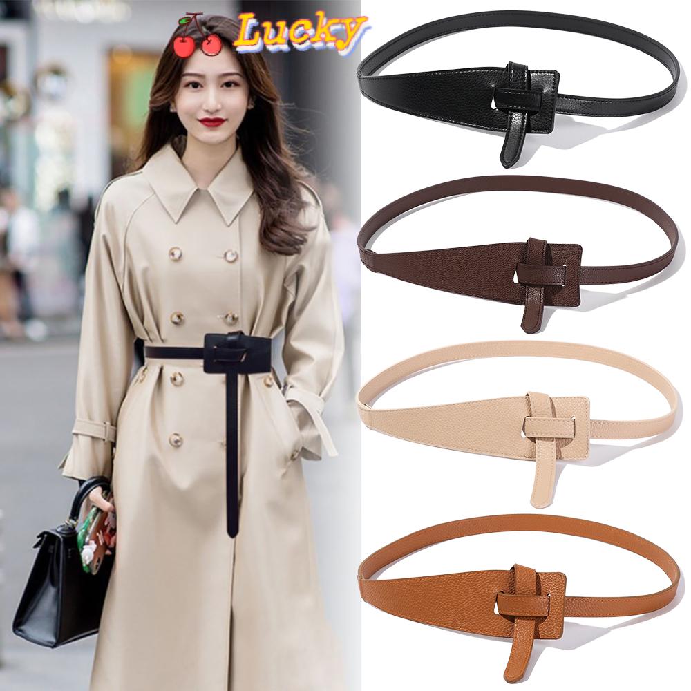 Dây Thắt Lưng Da Giả Mỏng Nhiều Màu Phong Cách Retro Dễ Phối Đồ Đơn Giản Cho Nữ