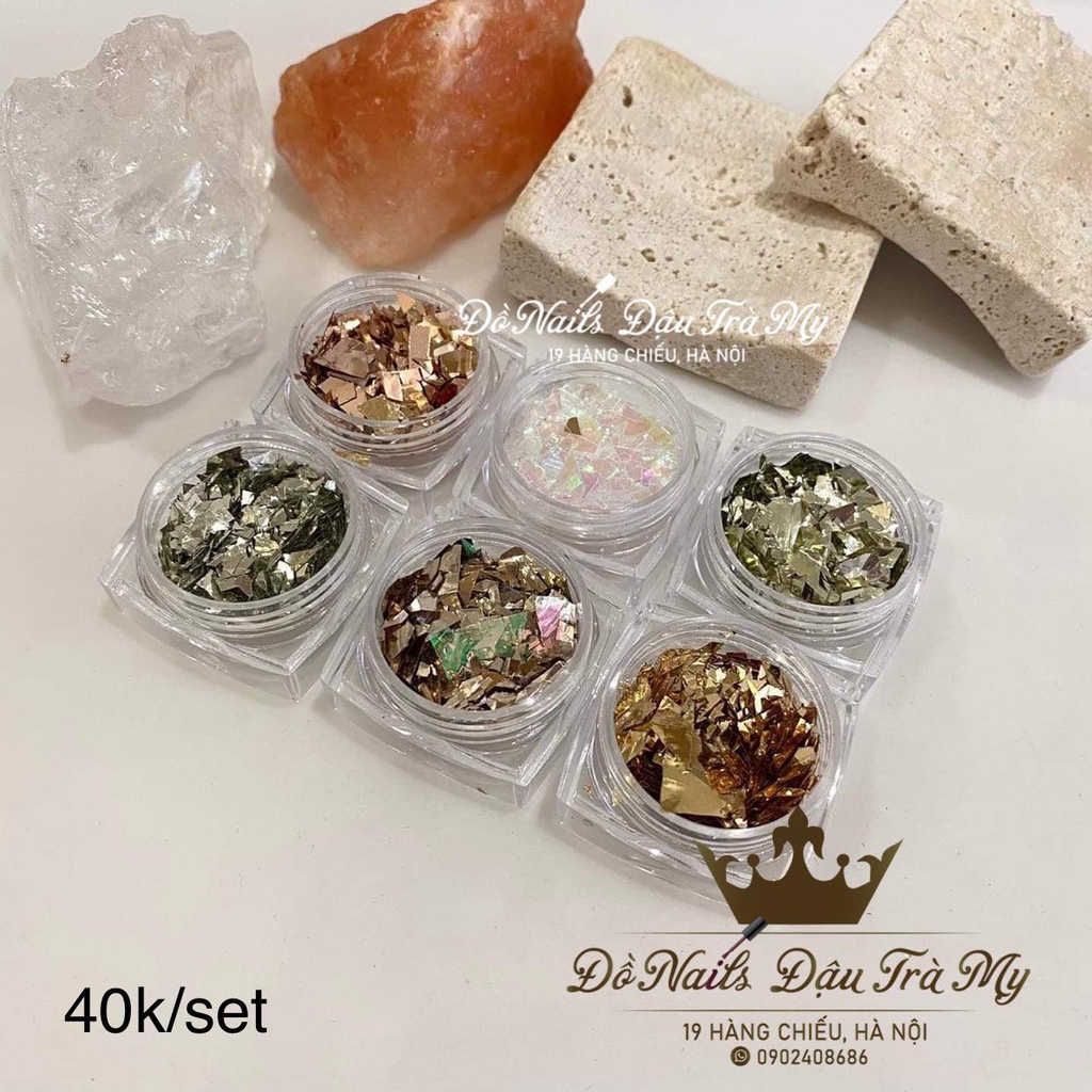 Phụ kiện nail - Set nhũ mảnh kính mix màu