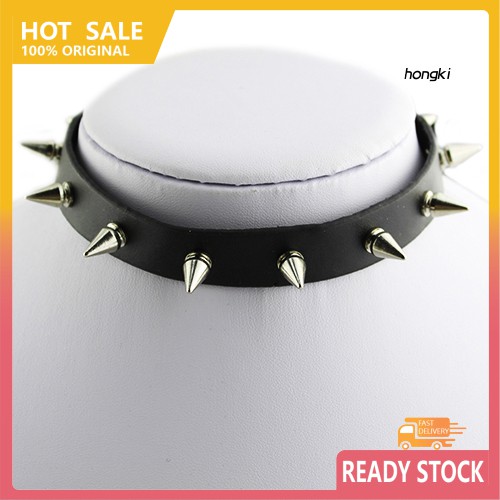 Vòng Cổ Choker Da Nhân Tạo Phối Đinh Tán Phong Cách Gothic Cho Nam Và Nữ
