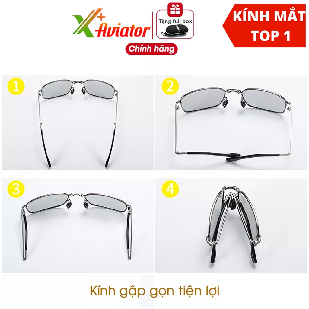 Kính Mát Nam Thời Trang AVIATORAORON Mắt Vuông Tròng Phân Cực, Gọng Kính Gập Tiện Lợi AK615