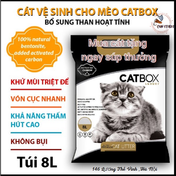 Cát Vệ Sinh Cho Mèo Bổ Xung Than Hoạt Tính 8L, cát CAT BOX Mùi Chanh, Táo, Cà Phê