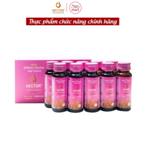 (+ Tặng Quà) Nước Đông Trùng Hạ Thảo Hector Collagen Hộp 10 Chai Hector Cordyceps Collagen