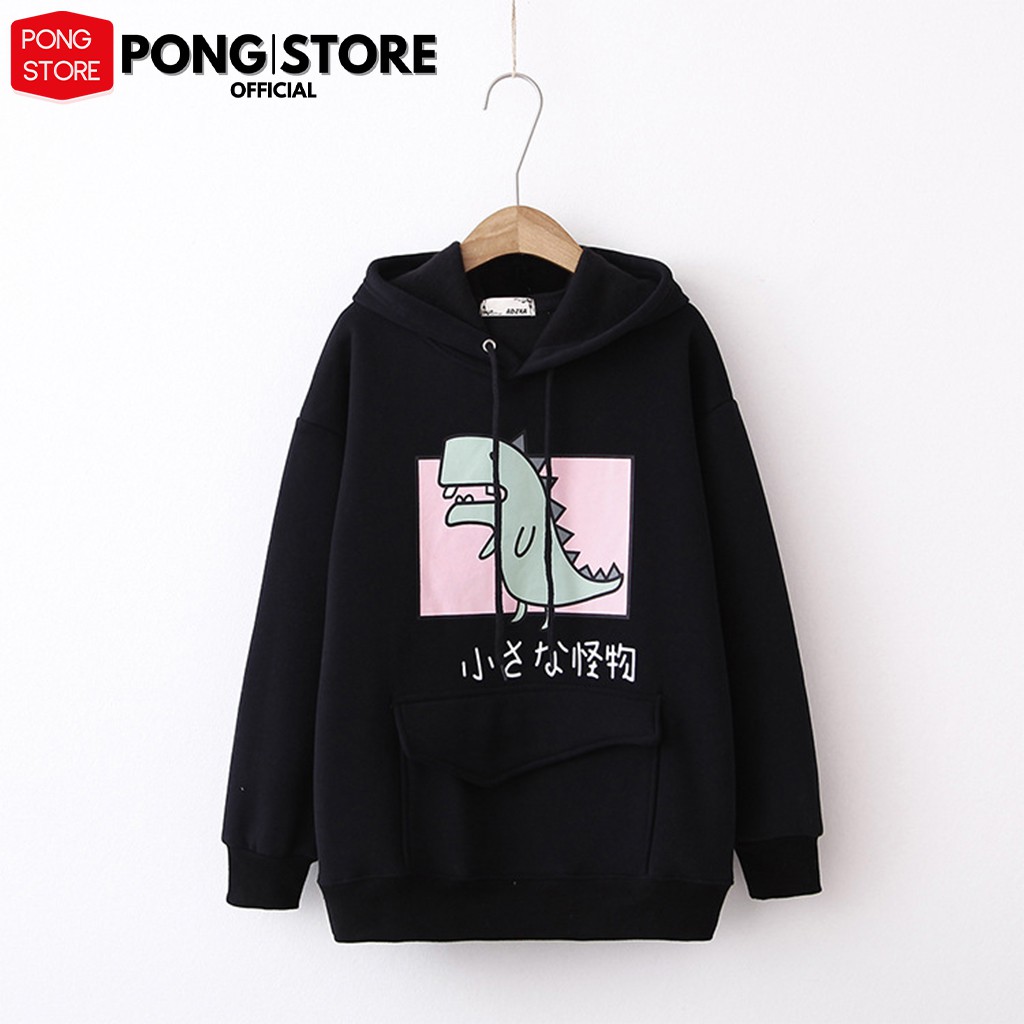 Áo hoodie nữ form rộng KHỦNG LONG phong cách hàn quốc, áo khoác hoodie chất nỉ có túi hộp phía trước