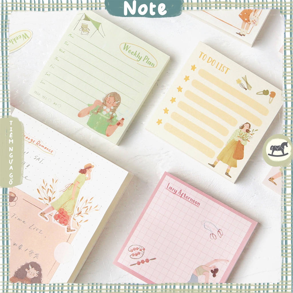 Tập 100 Note Girl’s Life Giấy Note Ghi Chú Cute Dễ Thương Trang Trí Bullet Journal - Tiệm Ngựa Gỗ