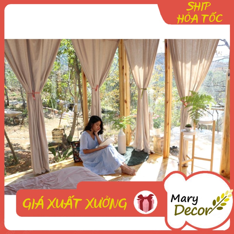 Rèm vải bố mộc trang trí cửa sổ decor homestay farmstay phong cách vintage Mary Decor - (Sỉ inbox)