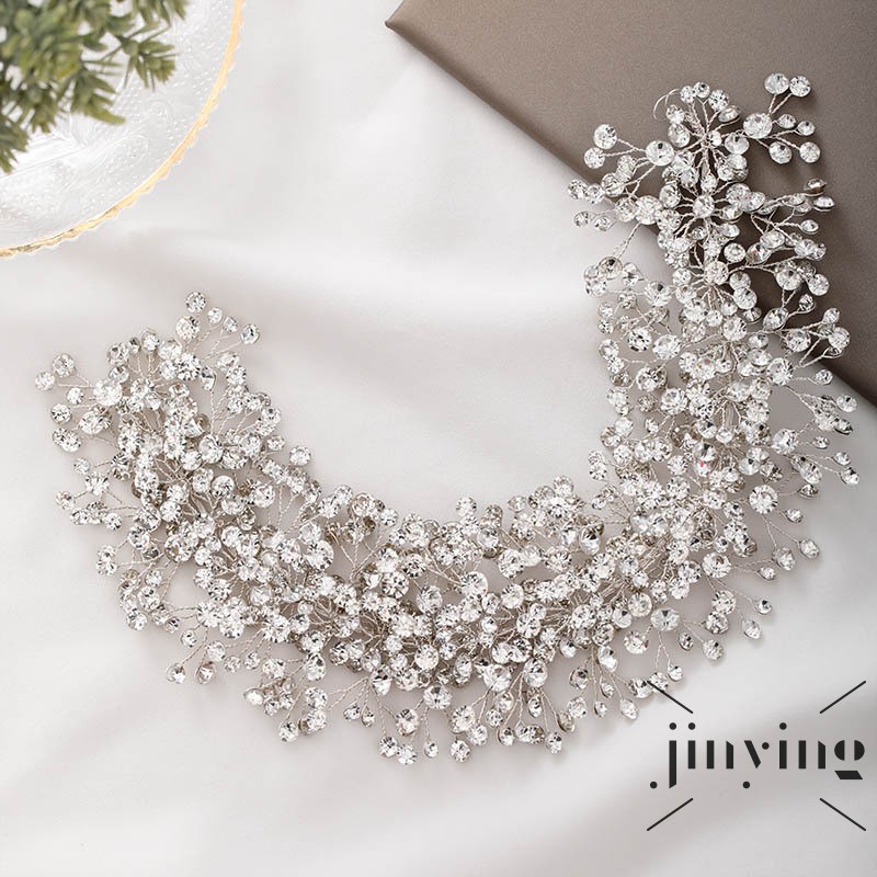 GETNOIVAS Phụ kiện trang trí tóc cô dâu thiết kế sang trọng lấp lánh