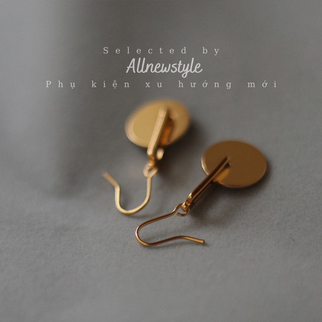Bông tai phong cách tối giản Allnewstyle chất thép mạ vàng 18K