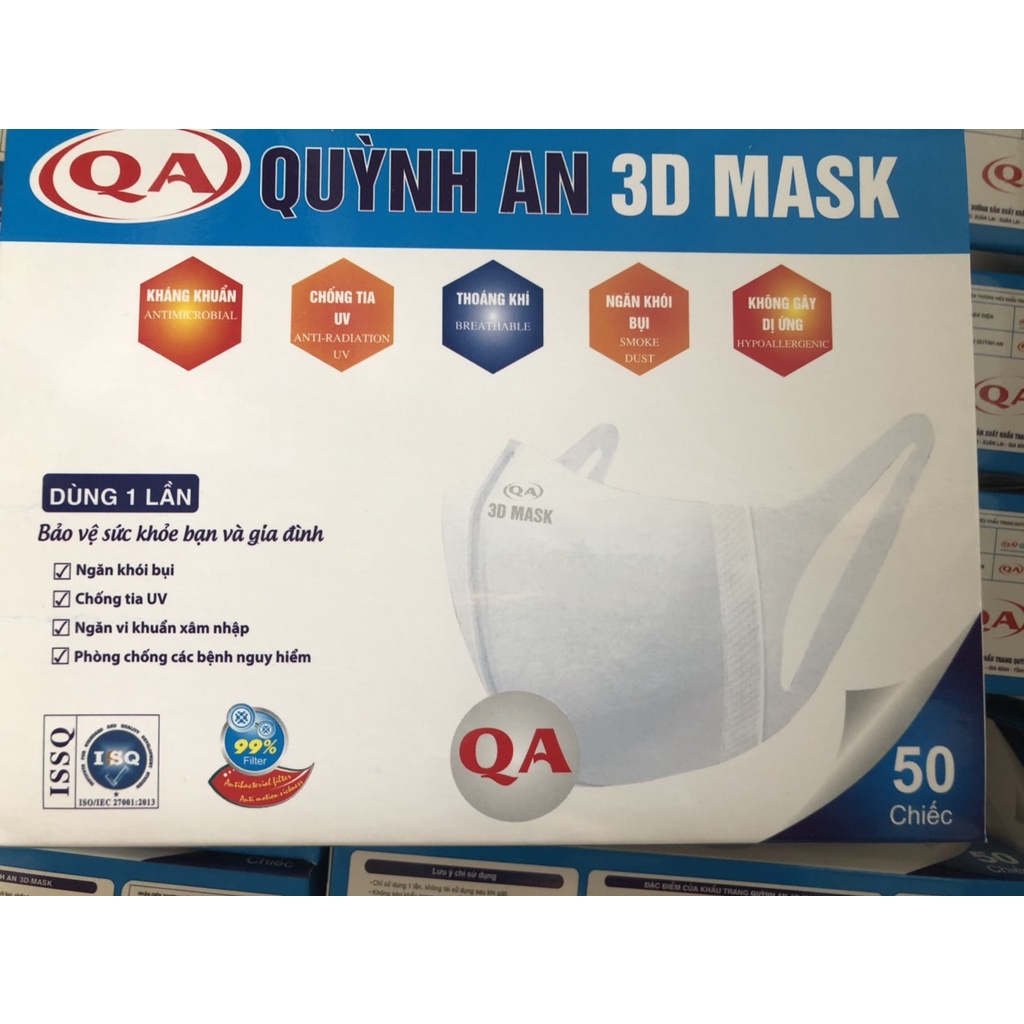 Hộp 100 Chiếc Khẩu Trang 3D Khánh Huyền Mask Hàng Chính Hãng