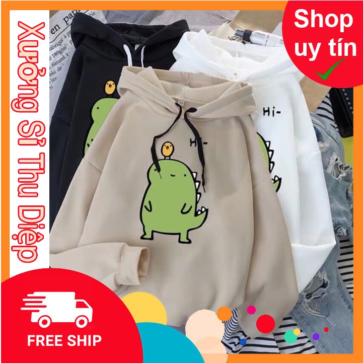 (FRESHIP ĐƠN 200K ) Áo hoodie khủng long Hi in ngực HARI0320 (KÈM ẢNH THẬT)