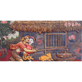 Tranh Dán Tường Chí Phèo- Thị Nở- Đã tích hợp sẵn keo