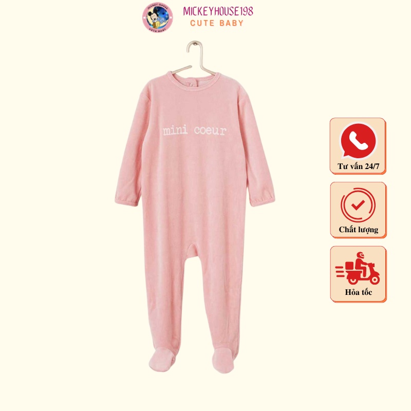 Body sleepsuit nỉ nhung liền tất cho bé trai và bé gái