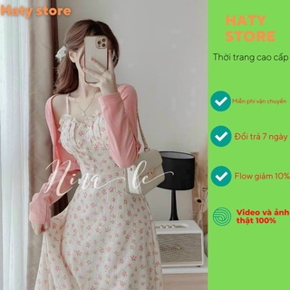  SET 3 món áo khoác croptop đi kèm áo 2 dây ngắn và chân váy hoa nhí DXSV5 3 màu xinh xắn nhẹ nhàng HATY SHOP 