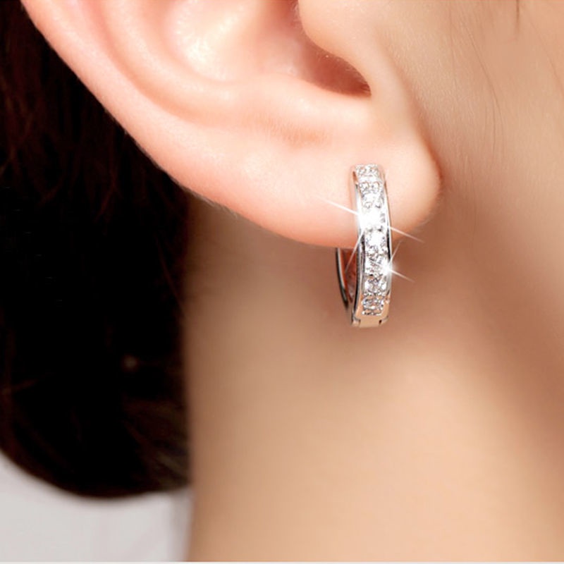 Bông Tai Mạ Bạc 925 Hình Tròn Thời Trang