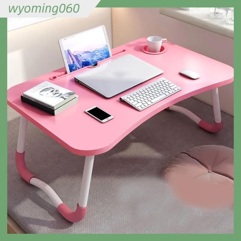 Bàn để trên giường gấp gọn lại được giữ máy tính xách tay có ngăn giữ cốc sử dụng tại nhà