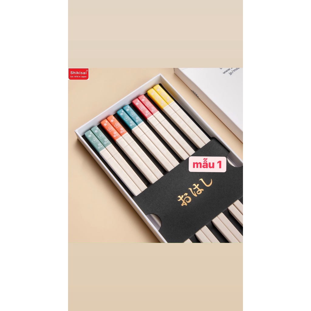 Đũa Nhật Hoạt Tiết Hoa Anh Đào / Hoa Cúc Kháng Khuẩn Nhập Khẩu Nhật Bản Shikisai