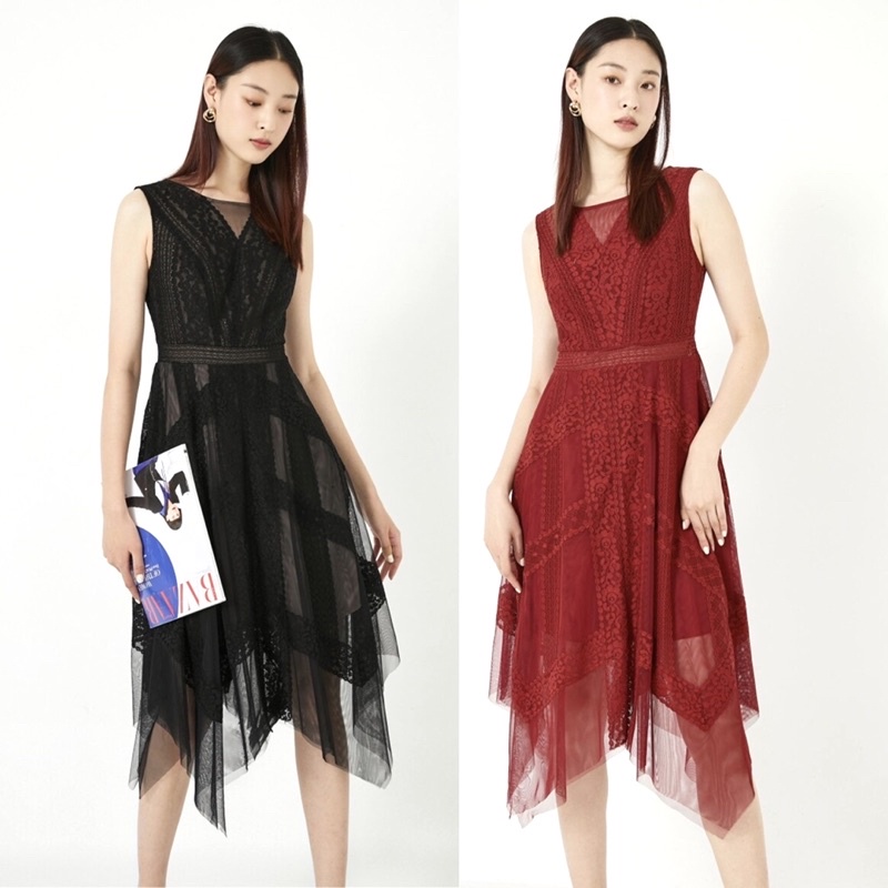 ĐẦM REN PHỐI LƯỚI ĐỐI XỨNG VERO MODA