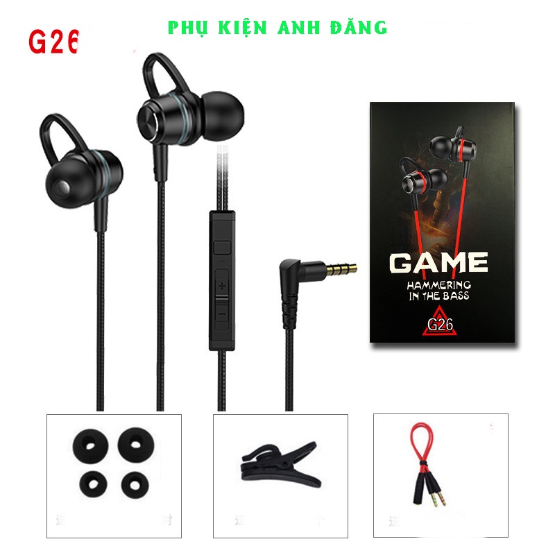 Tai Nghe Chơi Game Có Dây G26, Tai Nghe Gaming Có Mic Cho Điện Thoại Máy Tính