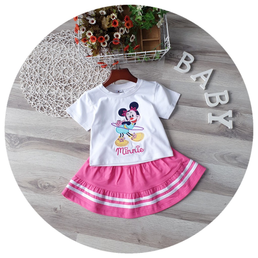 Set áo kèm chân váy cho bé gái