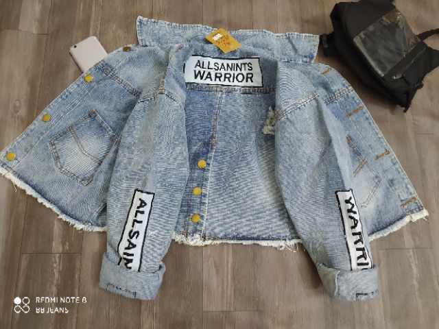 Áo khoác jean nữ form lững Warrior dưới 58Kg xanh nhạt loại 1