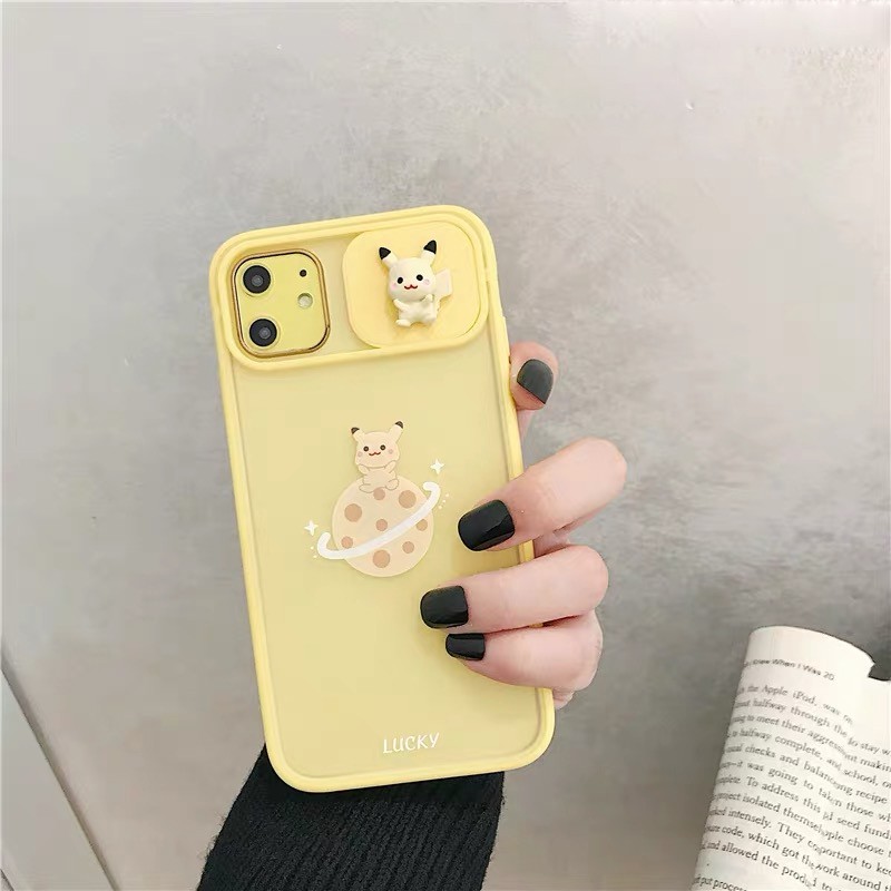 Ốp lưng iphone trượt camera  Pikachu 6/6s/6plus/6splus/7plus/ 8plus / x /xs /xs max /11/11 promax Dino case dt09