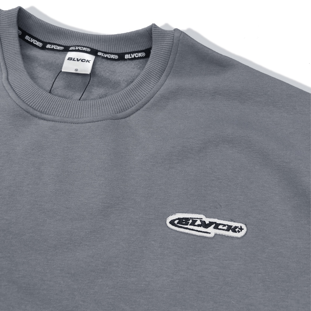Áo sweater BLVCK - Tiny logo màu xám xanh | Nỉ chân cua