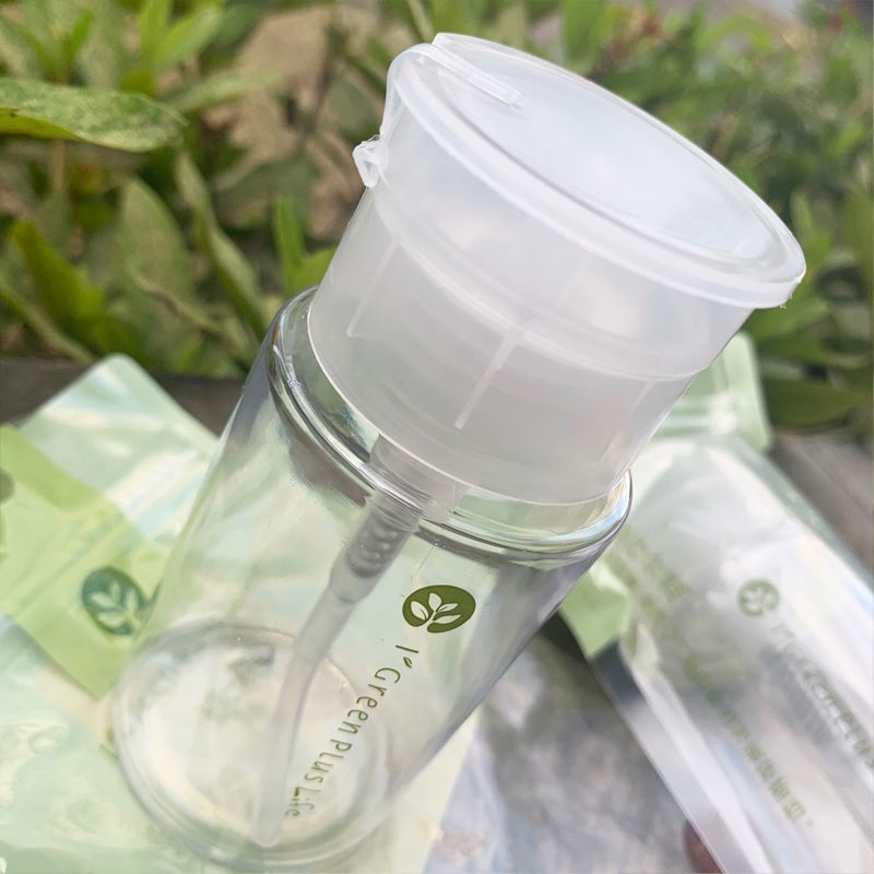 Chai rỗng nắp gập có thể nhấn và lấy lười biếng 100ml có thể chứa nước tẩy trang, nước trang điểm trong suốt và có thể ấn bằng một tay