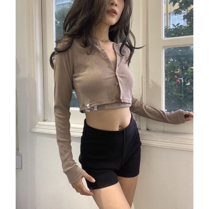 SP001161 Set Áo Tay Dài Và Áo Ống Nâu (Mẫu Mới 12/5)
