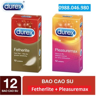 Combo 2 hộp bao cao su durex Fetherlite và Plesuremax giá sỉ