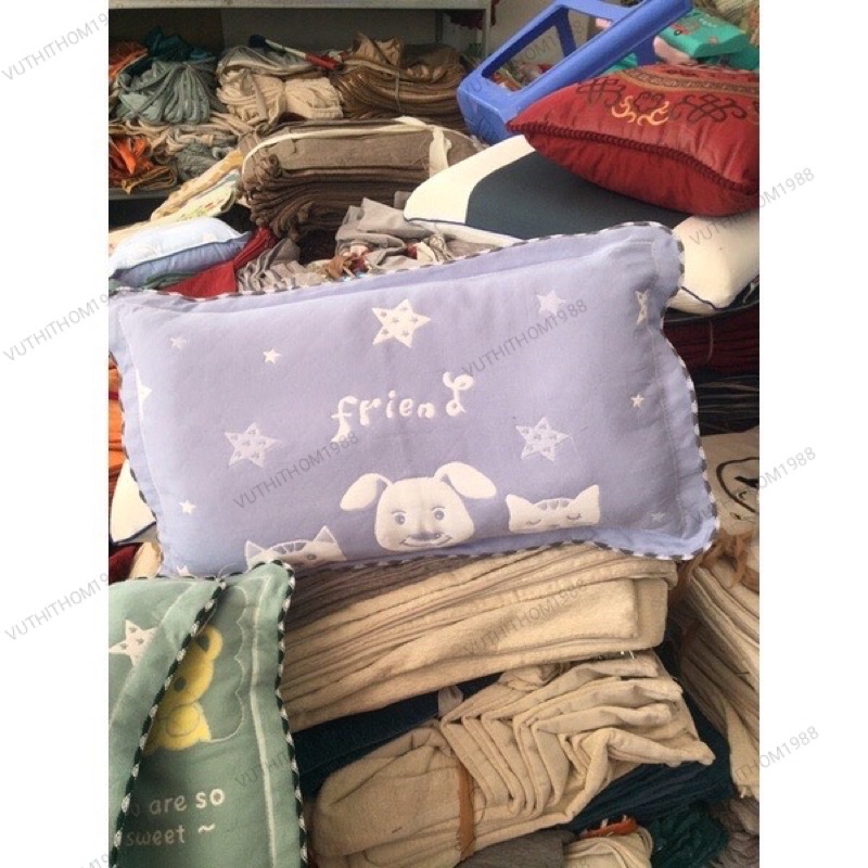 GỐI TRẺ EM COTTONG TƠ TRE XUẤT NHẬT size 35*55cm(có rãnh matxa) loại 1