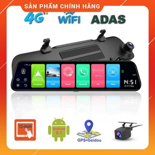 Camera hành trình gương ô tô cao cấp Phisung Z68 màn hình 12 inch, 4G, Wifi, GPS
